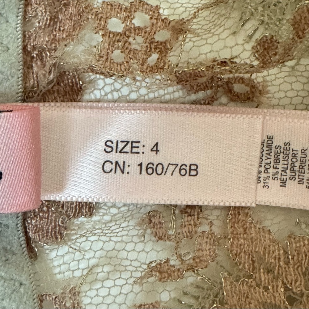 NWT AGENT PROVOCATEUR Lorelli Lace Silk Bikini Briefs Rose Gold Silver Size AP 4 - Picture 9 of 16